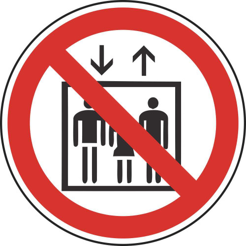 Табличка Р 34 "Запрещается пользоваться лифтом для подъема (спуска) людей"